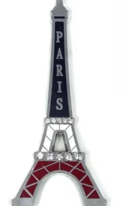 Ímã Torre Eiffel tricolor com brilhantes