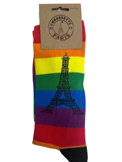 Meias arco-íris LGBT com Torre Eiffel