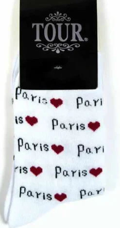 Meias brancas Paris Coração