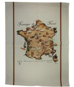 Pano de prato "Mapa dos queijos franceses"
