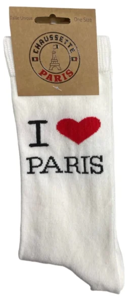 Par de meias I LOVE PARIS pretas ou brancas