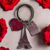 Porta-chaves Torre Eiffel Notre Dame de Paris rosa