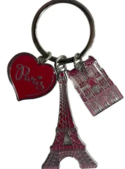 Porta-chaves Torre Eiffel Notre Dame de Paris rosa