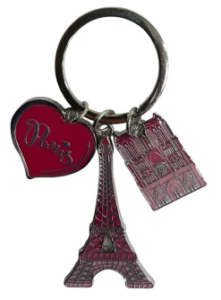 Porta-chaves Torre Eiffel Notre Dame de Paris rosa