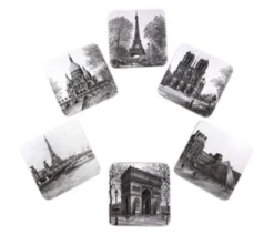 Porta-copos lembrança Paris preto e branco