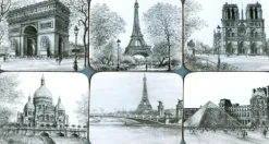 Porta-copos lembrança Paris preto e branco