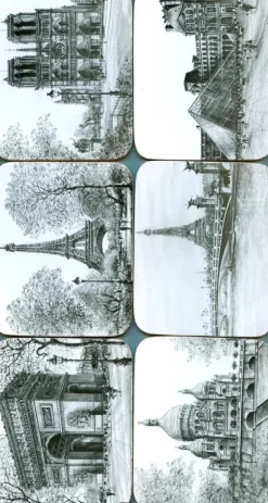 Porta-copos lembrança Paris preto e branco