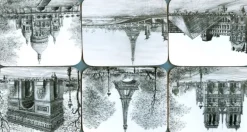 Porta-copos lembrança Paris preto e branco