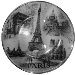 Prato Torre Eiffel Paris monumentos preto e branco