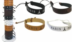 Pulseira de couro ajustável Torre Eiffel de Paris