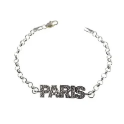 Pulseira strass Paris em prata