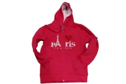 Sweatshirt fúcsia Paris Torre Eiffel coração com brilhantes