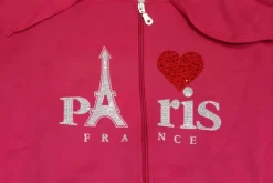 Sweatshirt fúcsia Paris Torre Eiffel coração com brilhantes