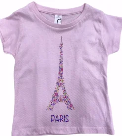 Tee shirt da flor do rosa da Torre Eiffel