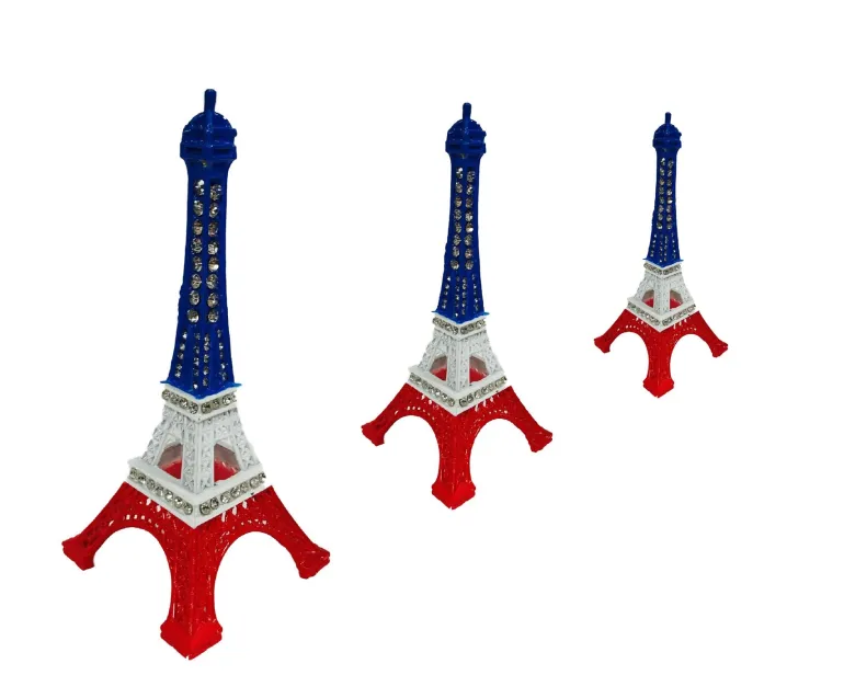 Torre Eiffel azul branca e vermelha com brilhantes