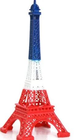 Torre Eiffel azul branca e vermelha