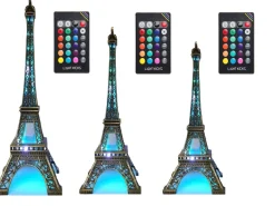 Torre Eiffel brilhante LED com comando