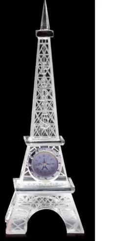 Torre Eiffel cristal com relógio integrado