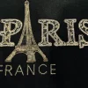 T-shirt de Paris Torre Eiffel strass leopardo
