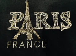 T-shirt de Paris Torre Eiffel strass leopardo