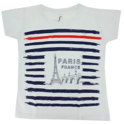 T-shirt França Paris Torre Eiffel tricolor