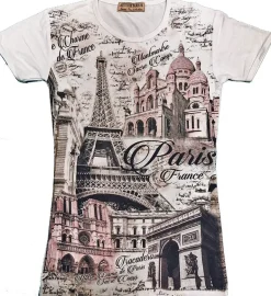 T-shirt lembrança Torre Eiffel Paris "O encanto da França"