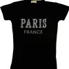T-shirt mulher com strass e pérolas