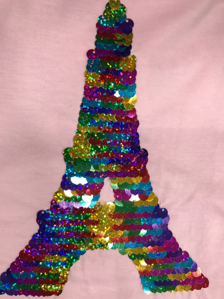 T-shirt Torre Eiffel com lantejoulas reversíveis