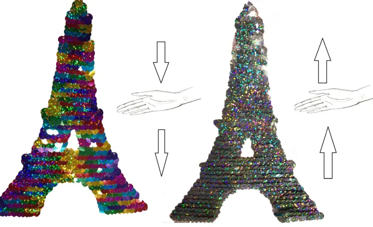 T-shirt Torre Eiffel com lantejoulas reversíveis