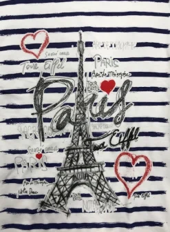 T-shirt Torre Eiffel PARIS marinheiro corações