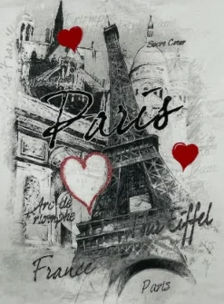T-shirt Torre Eiffel Paris Coração com decote
